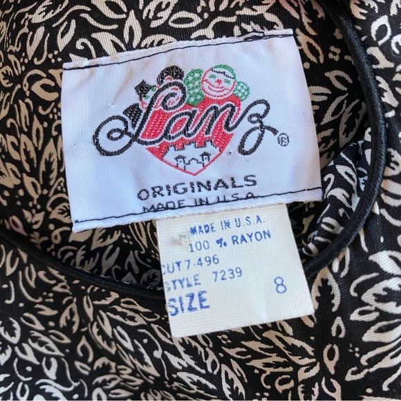 Vintage 1980s Lanz Black And White Foliage Maxi Dress - Picture 10 of 11